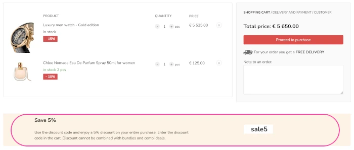 note in a cart