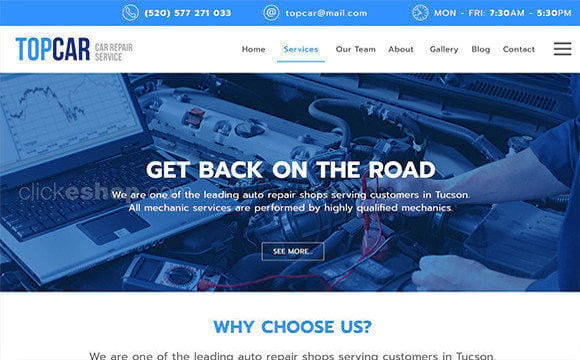 Car repair web template